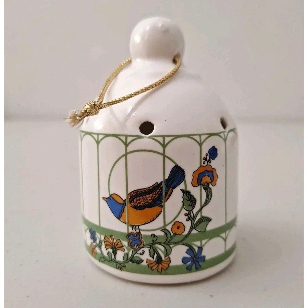 Vintage Taiwan Pomanders Bird Cage Sachet Potpourri Holder Ornament Ceramic